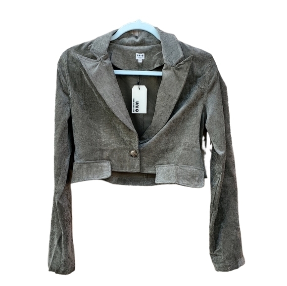 UNIQ Olive Courdoroy‎ Short Long Sleeve Button Jacket Medium NWT - Picture 1 of 9